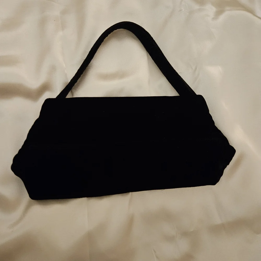 Carolee Black Velvet Clutch with Silver Dragonfly